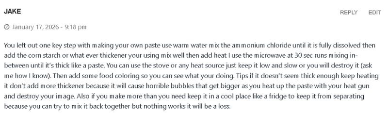 Extra tips - Homemade wood burning paste