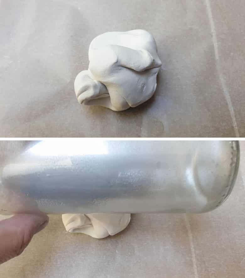 Roll the clay out using an empty bottle or rolling pin