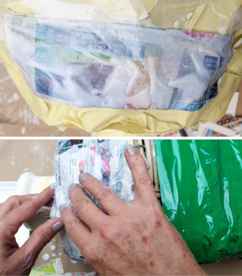 Cover the masking tape with paper Mache