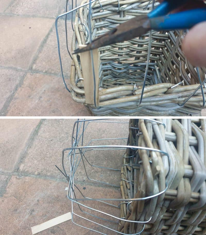 Use a craft stick as a guide to bend the baling wire