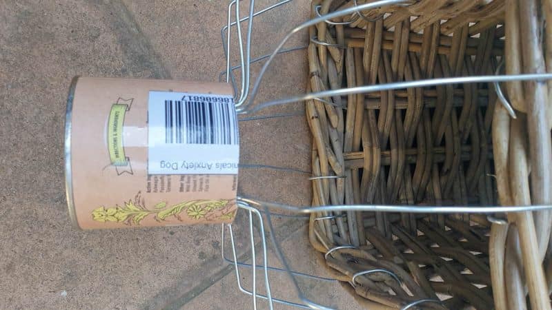 Use a carboard tube to make a neck for the woven wicker oil basket