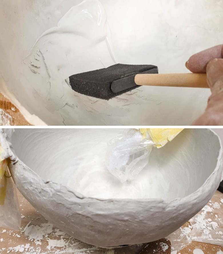 Paint a thin layer of casting stone on the inside of the planter