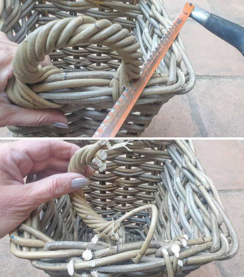 Cut the handles off of the basket