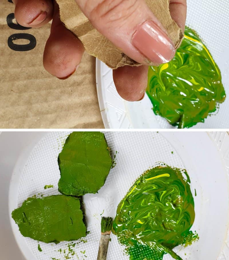 Paint the cardboard green
