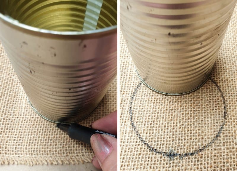 Trace around the bottom of the tin can