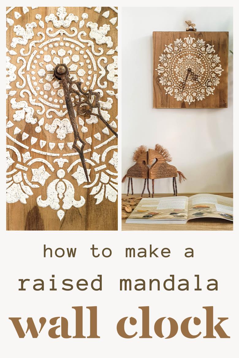 Don&rsquo;t throw those offcuts away until you&rsquo;ve seen this easy DIY project. We&rsquo;ll walk you through the steps to repurpose scrap wood to make a unique wall clock with a raised mandala stencil. It&rsquo;s eco-friendly and will add a timeless and functional boho vibe to your d&eacute;cor. The tutorial will show you how to fit the clock mechanism inside the wood and add a stencil full of texture and interest.