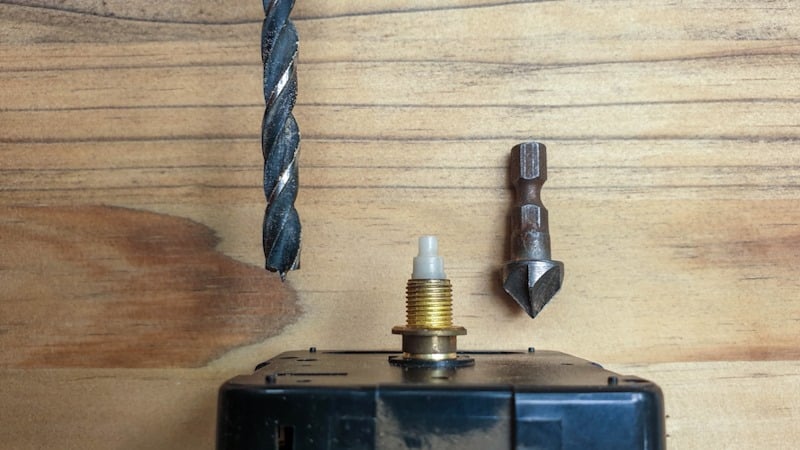 To ensure the mechanism sits flush inside the wood, you need to countersink the spindle