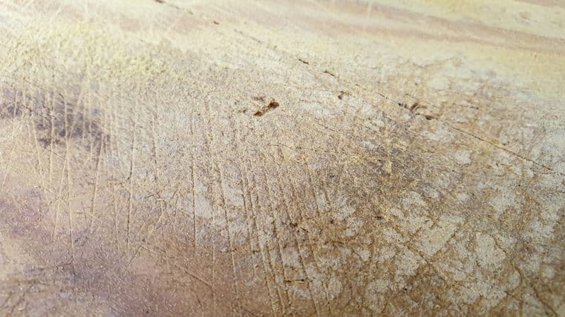 A view of the grubby breadboard before sanding