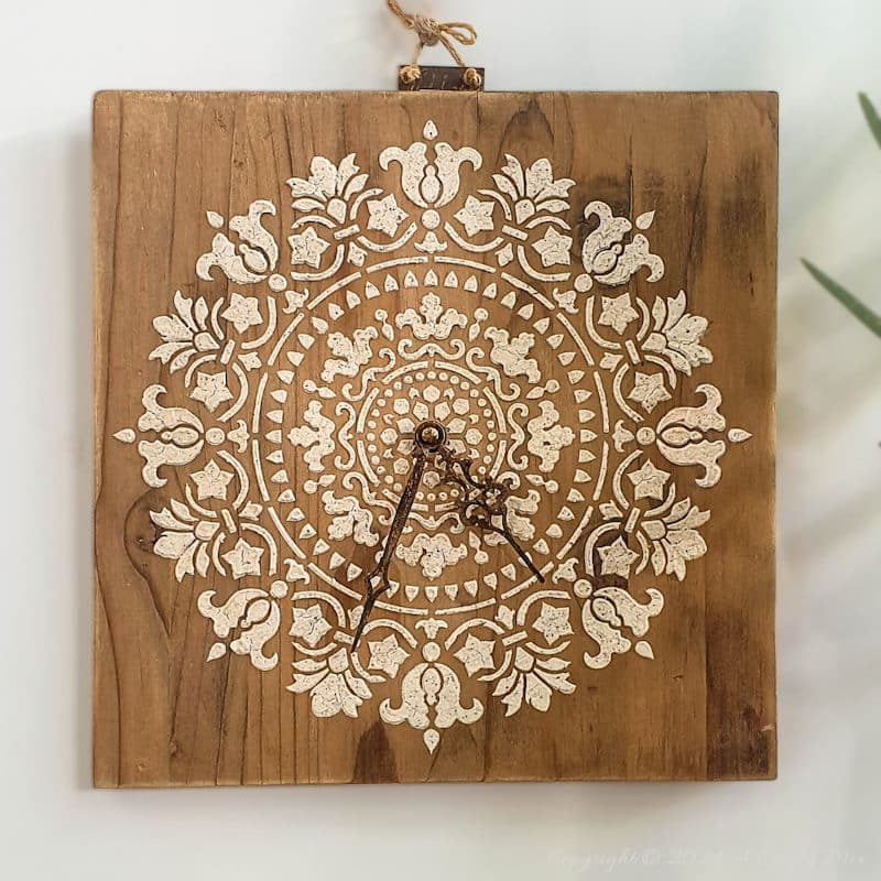 Don&rsquo;t throw those offcuts away until you&rsquo;ve seen this easy DIY project. We&rsquo;ll walk you through the steps to repurpose scrap wood to make a unique wall clock with a raised mandala stencil. It&rsquo;s eco-friendly and will add a timeless and functional boho vibe to your d&eacute;cor. The tutorial will show you how to fit the clock mechanism inside the wood and add a stencil full of texture and interest.