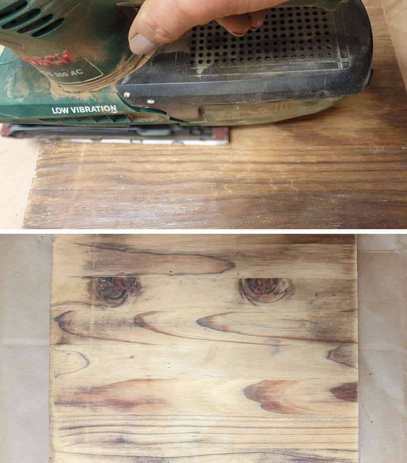 Sand the scrap wood to get rid of dirt and grime