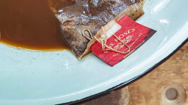 Leave the tea bags to soak in boiling water