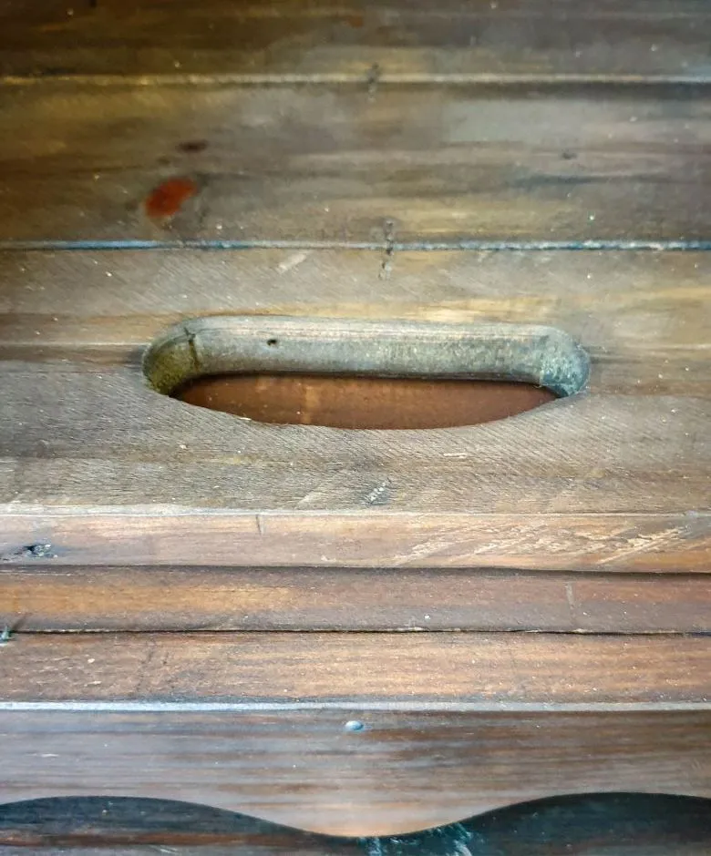 Add the kick plate at the bottom of the rustic side table