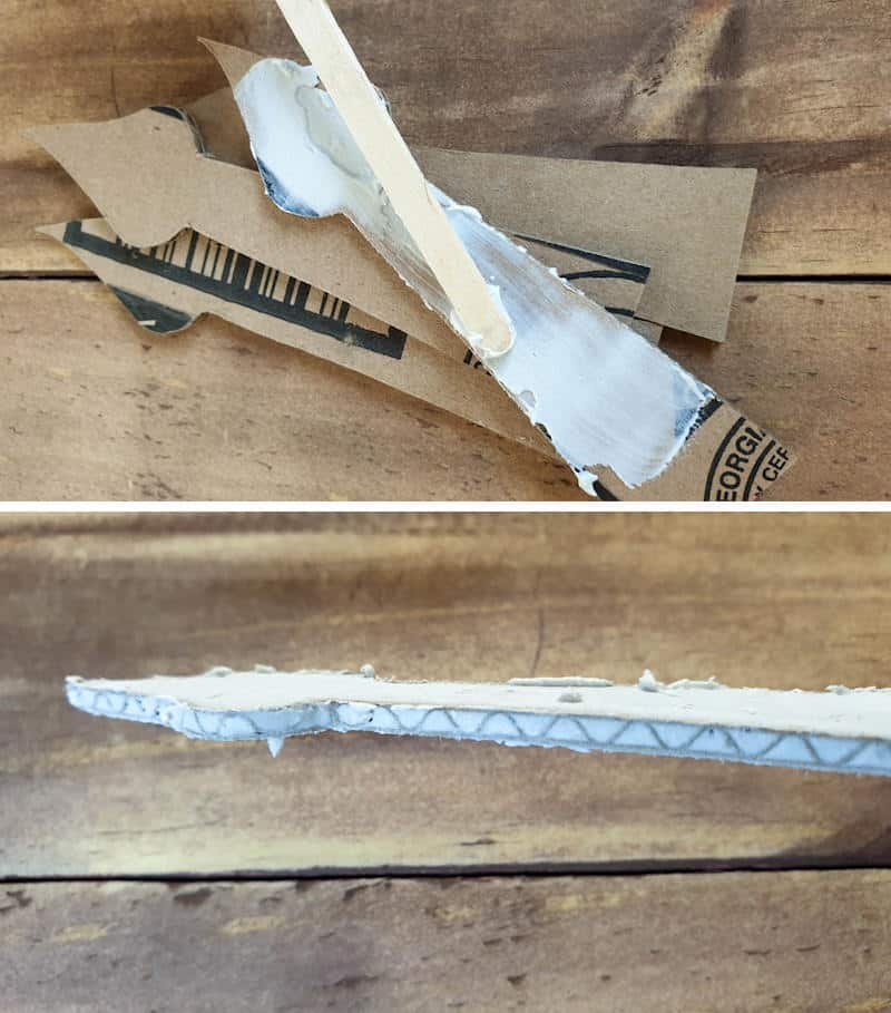 Apply two to three layers of texture paste to the cardboard hinges