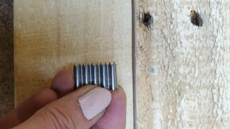 Use corrugated fasteners to join the salvaged wood together