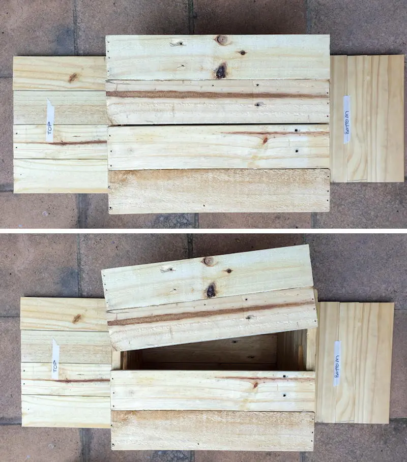 A simple wooden crate and salvaged wood cut to size to make a rustic cabinet