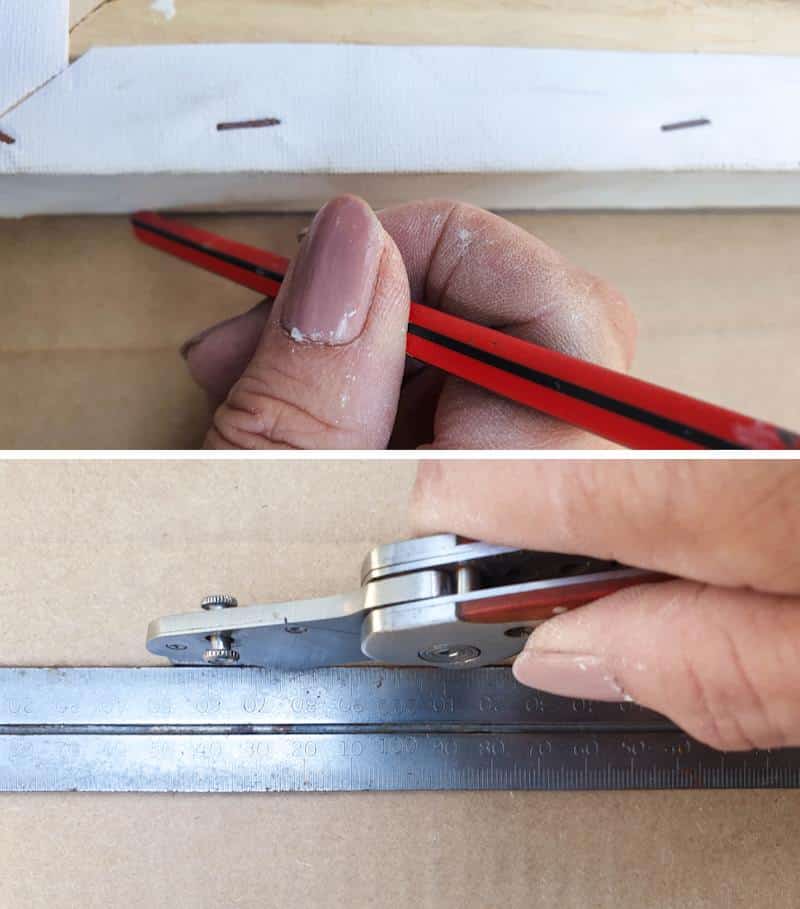 Trace around the canvas and cut out