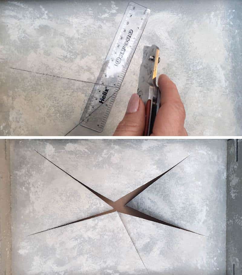 Slice the canvas with a sharp craft knife