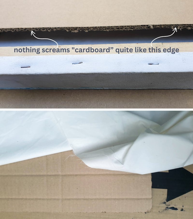 Cover the cardboard to hide the edge