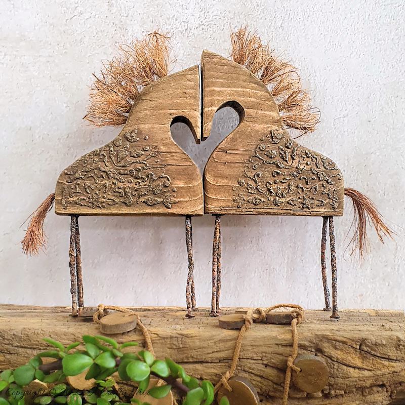 Upcycle your off-cuts into sustainable home d&eacute;cor with this easy-to-follow tutorial. We&rsquo;ll show you how to make a pair of scrap wood nuzzling horses with coltish, rusty nail legs. They add a touch of rustic charm and love to any room. The tutorial includes a free cutting template and a fun way to use rust as an ageing stain.