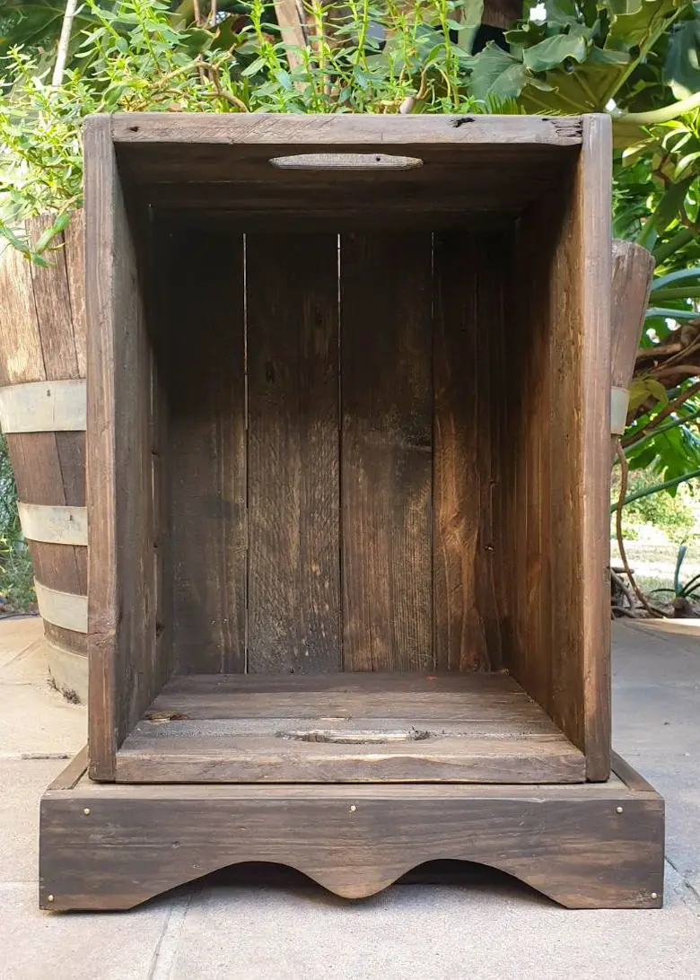 Checking to see if all the cure pieces fit before screwing them onto the cabinet/side table