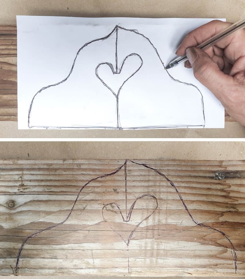 Transfer the free image of the nuzzling horses to the scrap wood