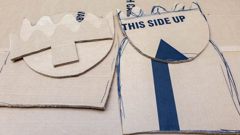 All the cut cardboard pieces for the primitive statue