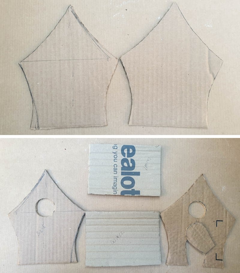 Four walls cut out of cardboard