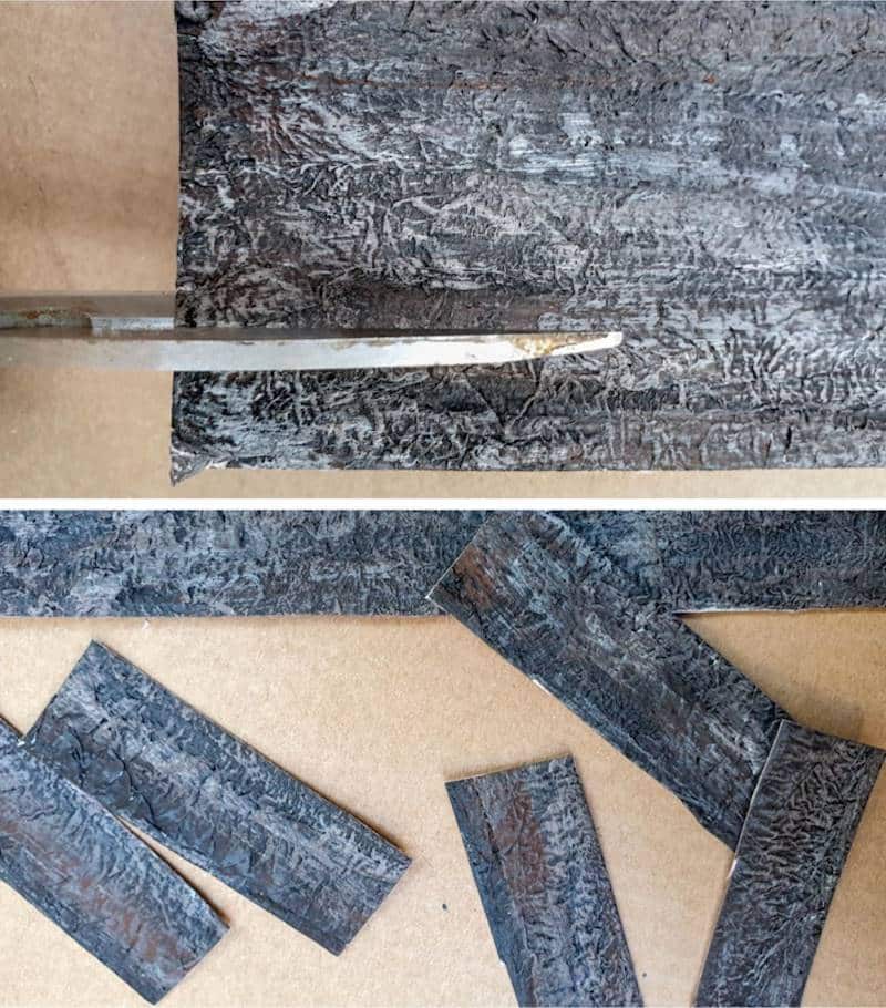 Cut the faux toilet paper wood into strips