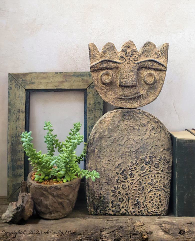Isn&rsquo;t it amazing what you can do with a cardboard box? In this easy-to-follow tutorial we&rsquo;ll show you how to upcycle cardboard and make a primitive stone statue. Fun and sustainable, it&rsquo;s a lovely way to showcase your creativity without breaking the bank. Visit A Crafty Mix for step-by-step instructions and tips on how to create unique and eye-catching home d&eacute;cor on a budget. Don&rsquo;t forget to save this pin and follow us for more DIY and unique craft ideas.