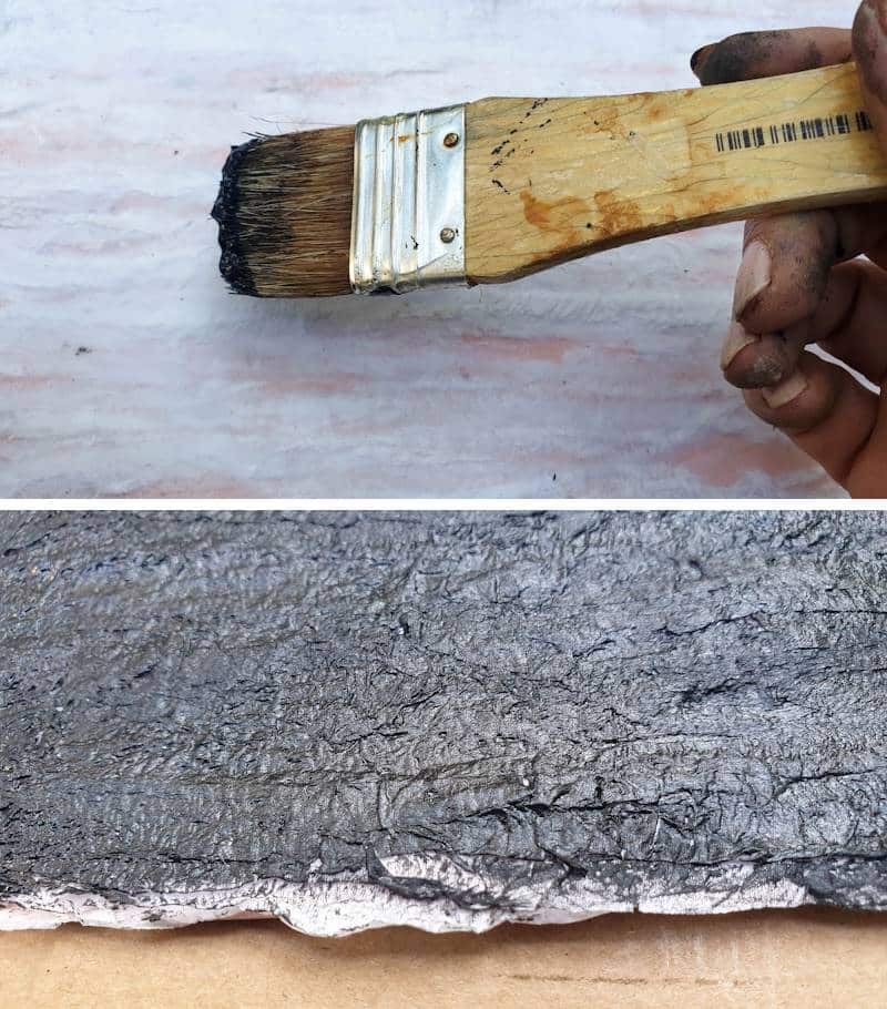 Paint the dried toilet paper black