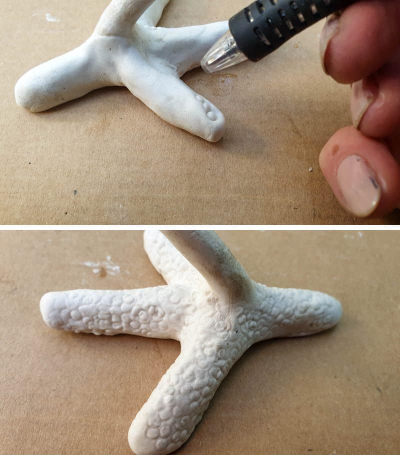 Use the end of a ball point pen to add texture and create a seamless join