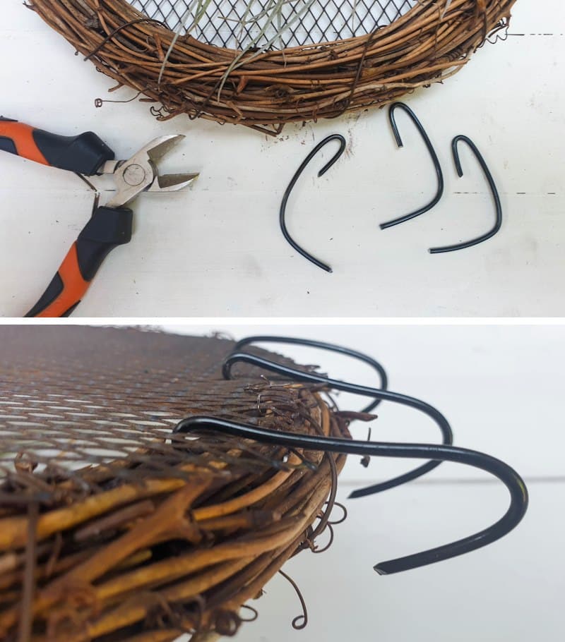 Attach hooks to the bottom of the wreath