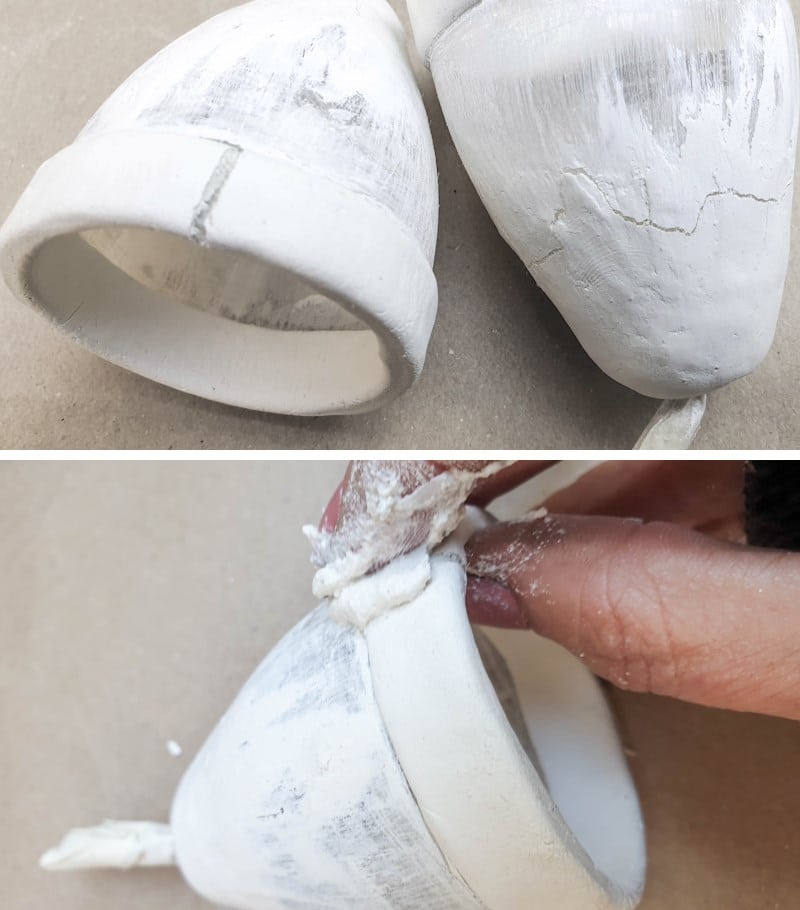 Add a small amount of clay to hide any cracks