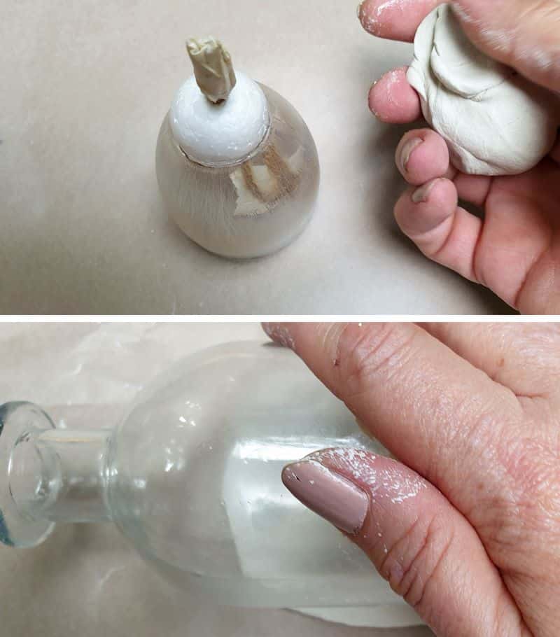 Knead the air dry clay to condition it