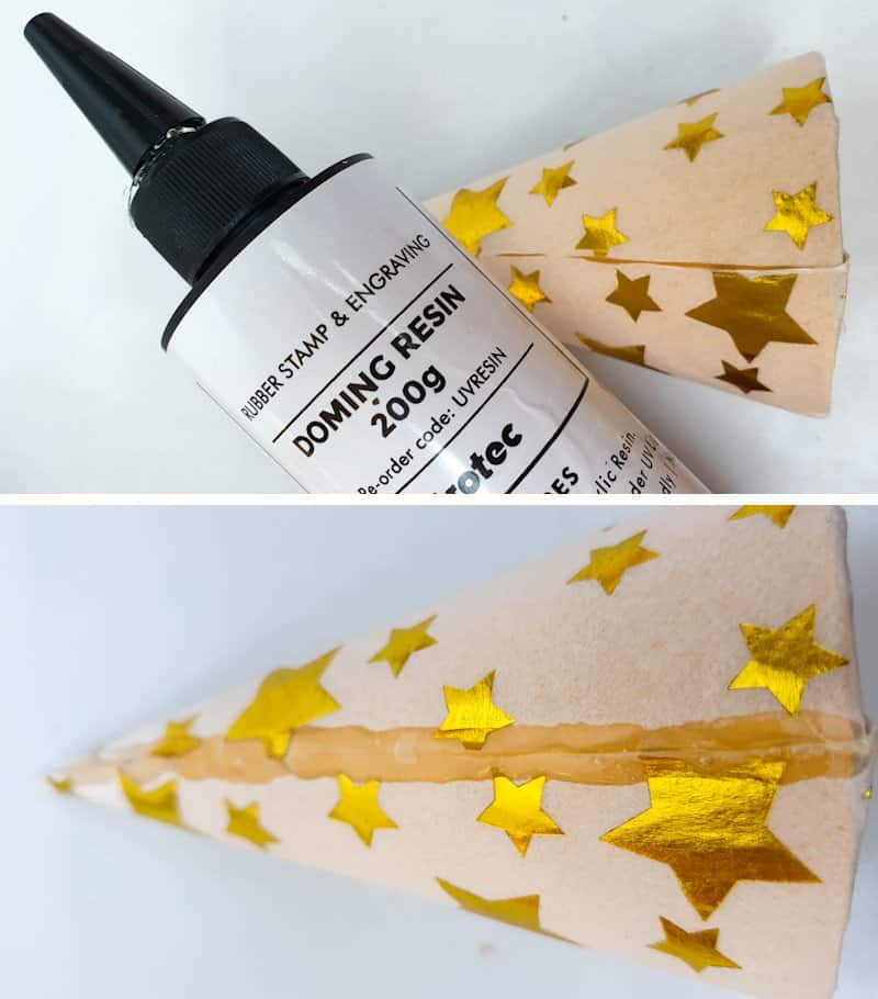 Seal and secure the napkin join with UV resin