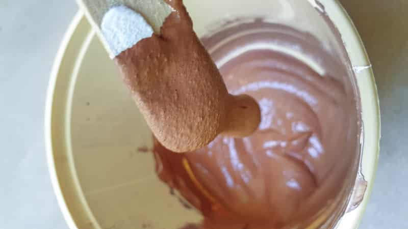 After mixing in the baking soda (bicarb of soda) it should be quite thick
