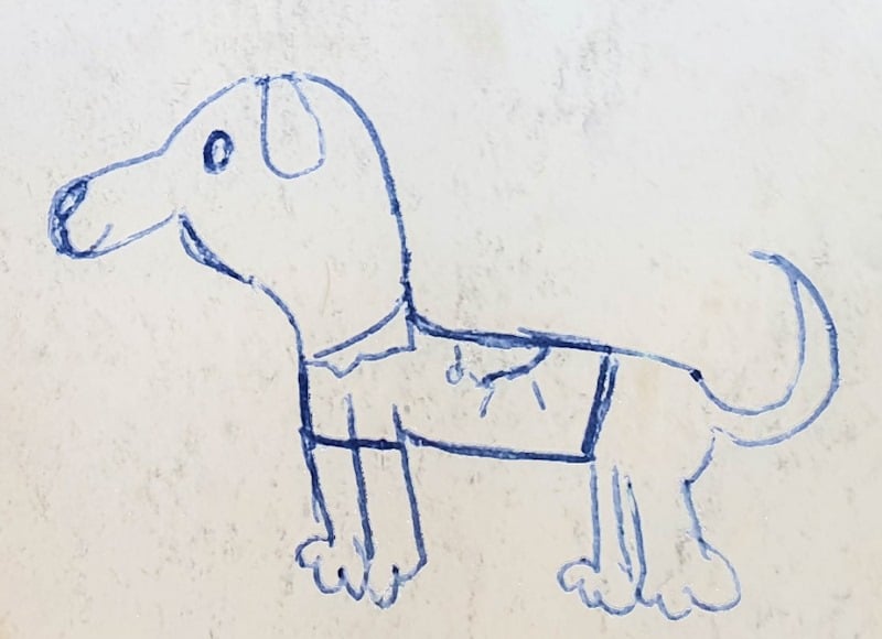 Child's drawing that was used as a guide to make the pattern
