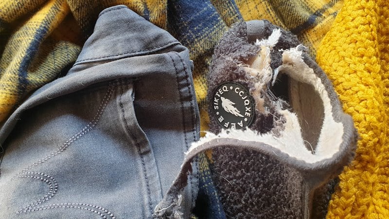 A collection of thrifted clothes that I used to make the plushie