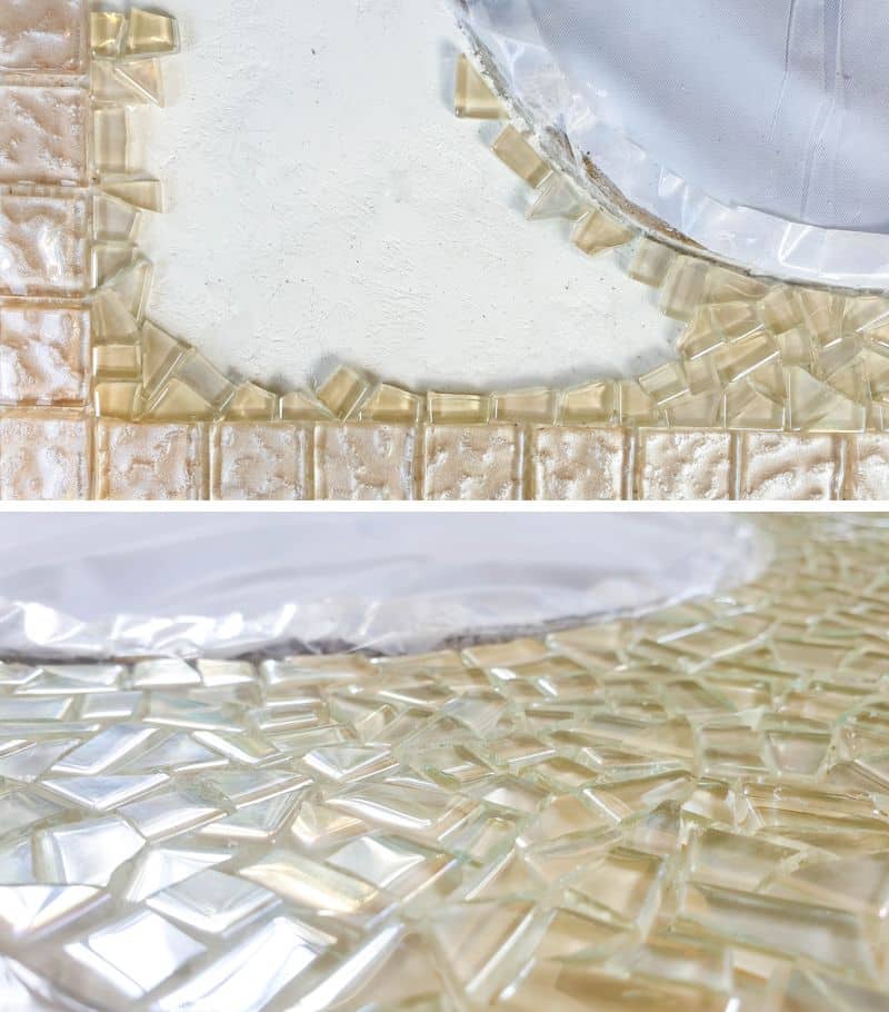 Add the mosaic tiles around the inlay