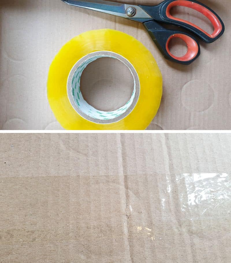 Cut a cardboard box into strips