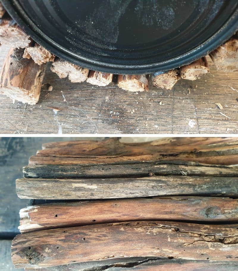 Keep the flat edges of the twigs on the bottom of the vase