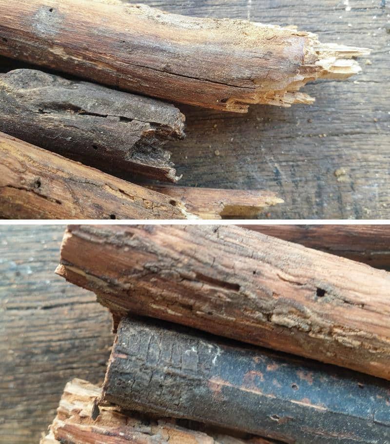 Vary the edges of t he twigs. You can cut one end and break the other.