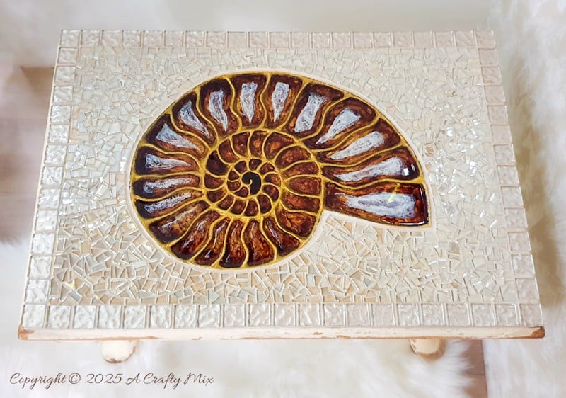 Looking for a unique way to breathe new life into an old piece of furniture? We&rsquo;ll show you how we gave a water-damaged tabletop a gorgeous &ldquo;mosaic and ammonite inlay&rdquo; makeover. This comprehensive guide provides detailed, easy-to-follow steps (with loads of photos) that will help you create your own masterpiece from start to finish. And you don&rsquo;t need any fancy materials to pull this one off either.