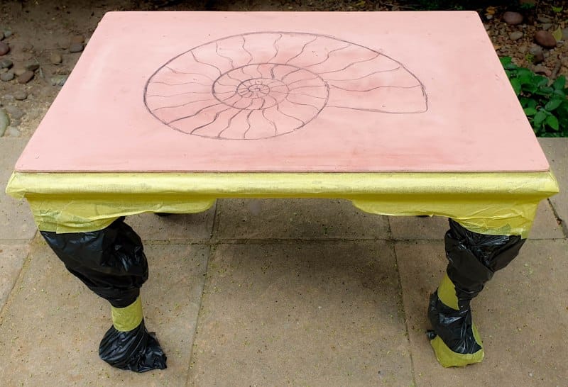 To protect the table tape off the edges and legs