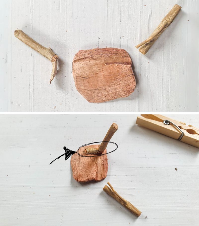 Glue the twig legs onto the bottom of the chair