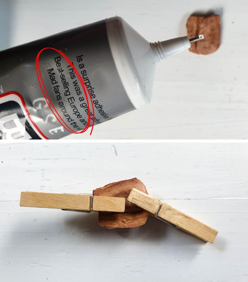 Glue the wood chips together to form a seat for the fairy chair.