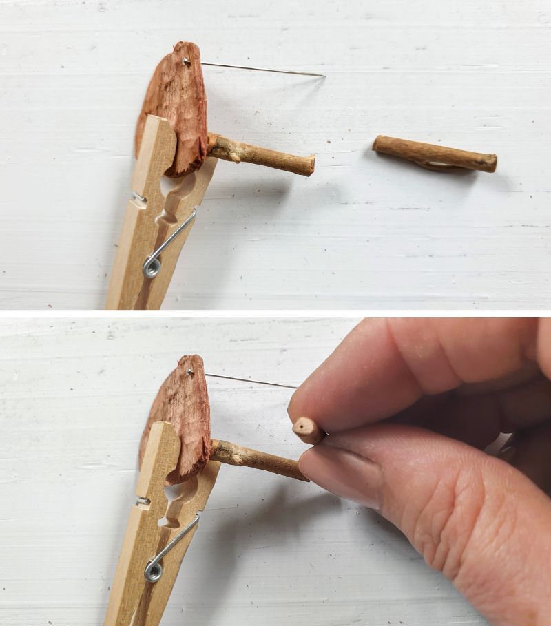 Use a pin to join the legs to the chair seat.