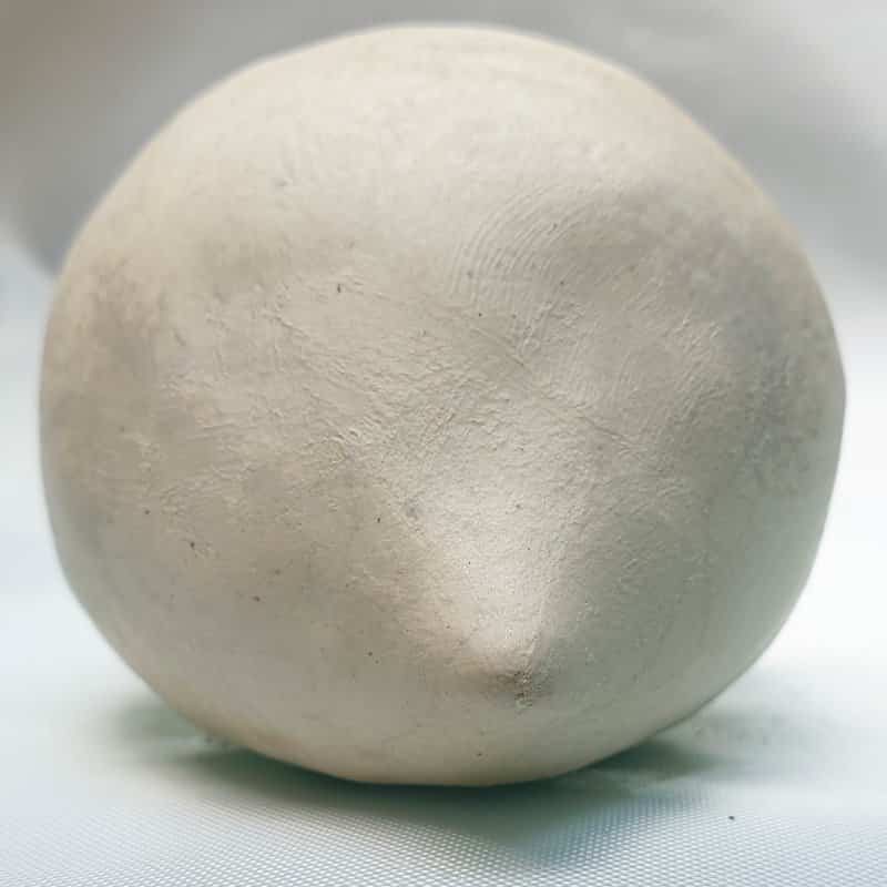 A view of the hedgehog clay body from the front