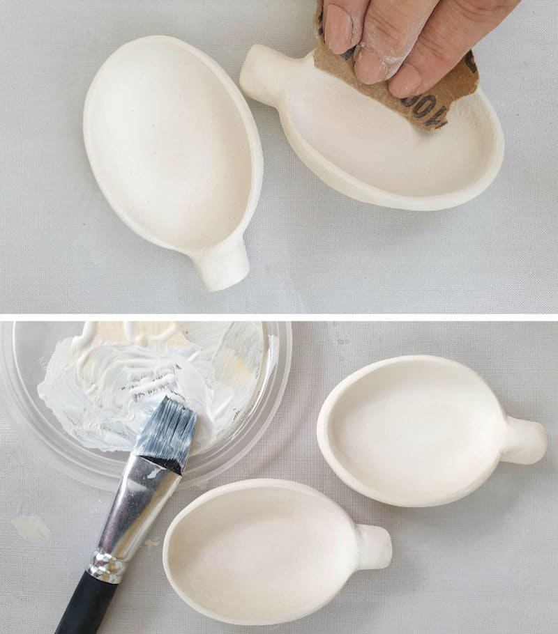 Sand the clay spoons after baking and paint or seal