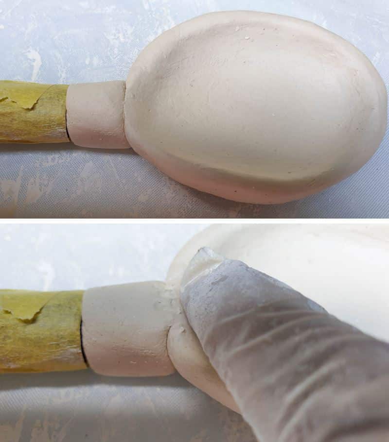 Use a little bit of water to smooth out the join